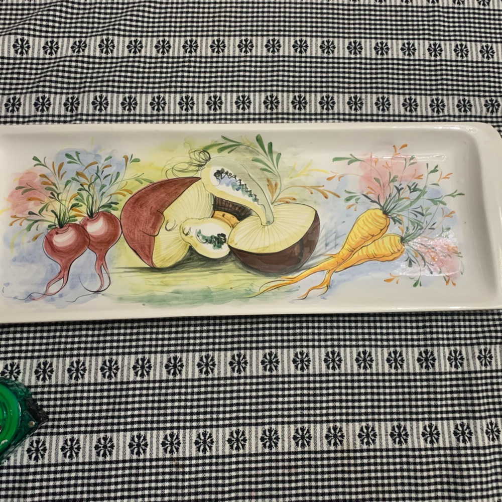 Vintage Mancioli Hand-Painted Ceramic Tray